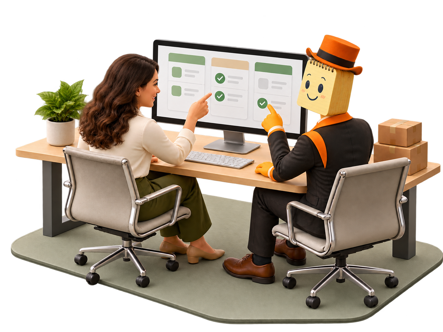 A human and Clarence, the Customware AI teammate, working through a shared process